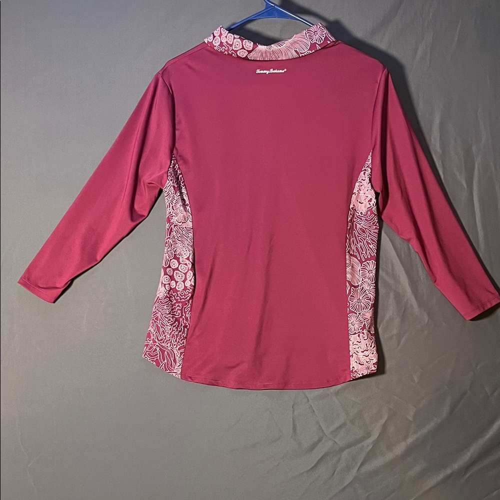 Tommy Bahama Burgundy Floral Button Down Shirt pre loved. - Picture 3 of 3